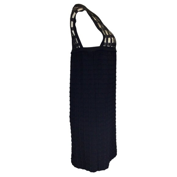 PIECE D'ANARCHIVE BLACK SLEEVELESS GRID-PATTERN KNIT SHEATH DRESS - Picture 2 of 6
